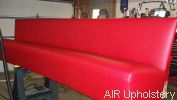Red bench ready for welt trim