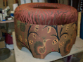 Scroll Cut Round Ottoman