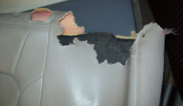 Dog eaten leather Jeep seat