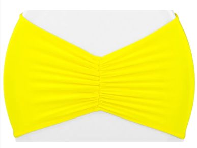 Bright yellow ruched bandeau top.