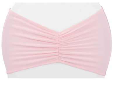 Light pink ruched bandeau top.