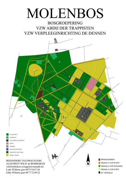 Hier vind je de plattegrond van het Molenbos. 