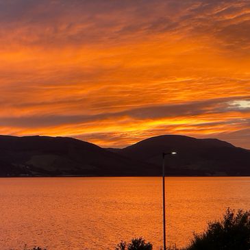 Fire sky sunset over Loch Long