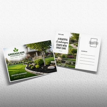 Postcards for Greenscape Landscaping featuring beautiful gardens.