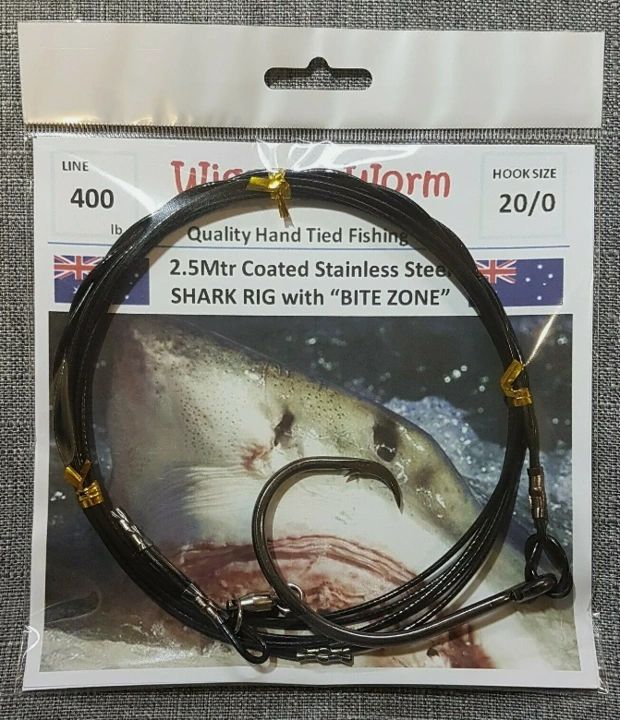 400lb Stainless Steel Coated Wire Shark Rig – 2.5m Trace, Bite Zone ...
