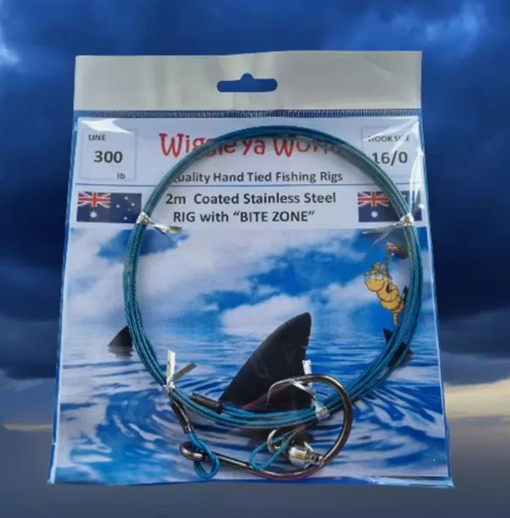 300lb Stainless Steel Blue Coated Shark Rig – 2m Trace – 16/0 Circle ...
