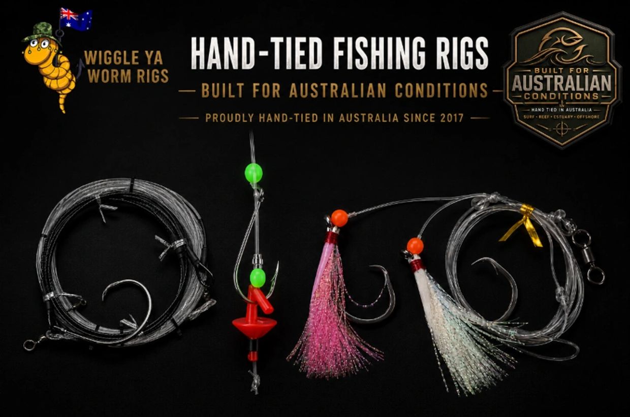 Premium hand-tied fishing rigs for Australian surf, reef, estuary and offshore fishing by Wiggle ya 