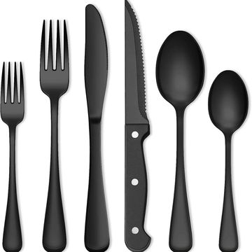 black metal flatware silverware set