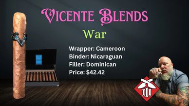 Vicente Blends War cigar with price and details.