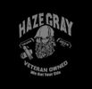 Black t-shirt with a skull, crossed guns, and text design.