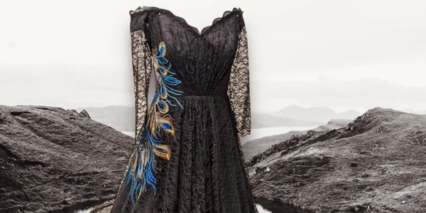 Custom black and peacock dress
