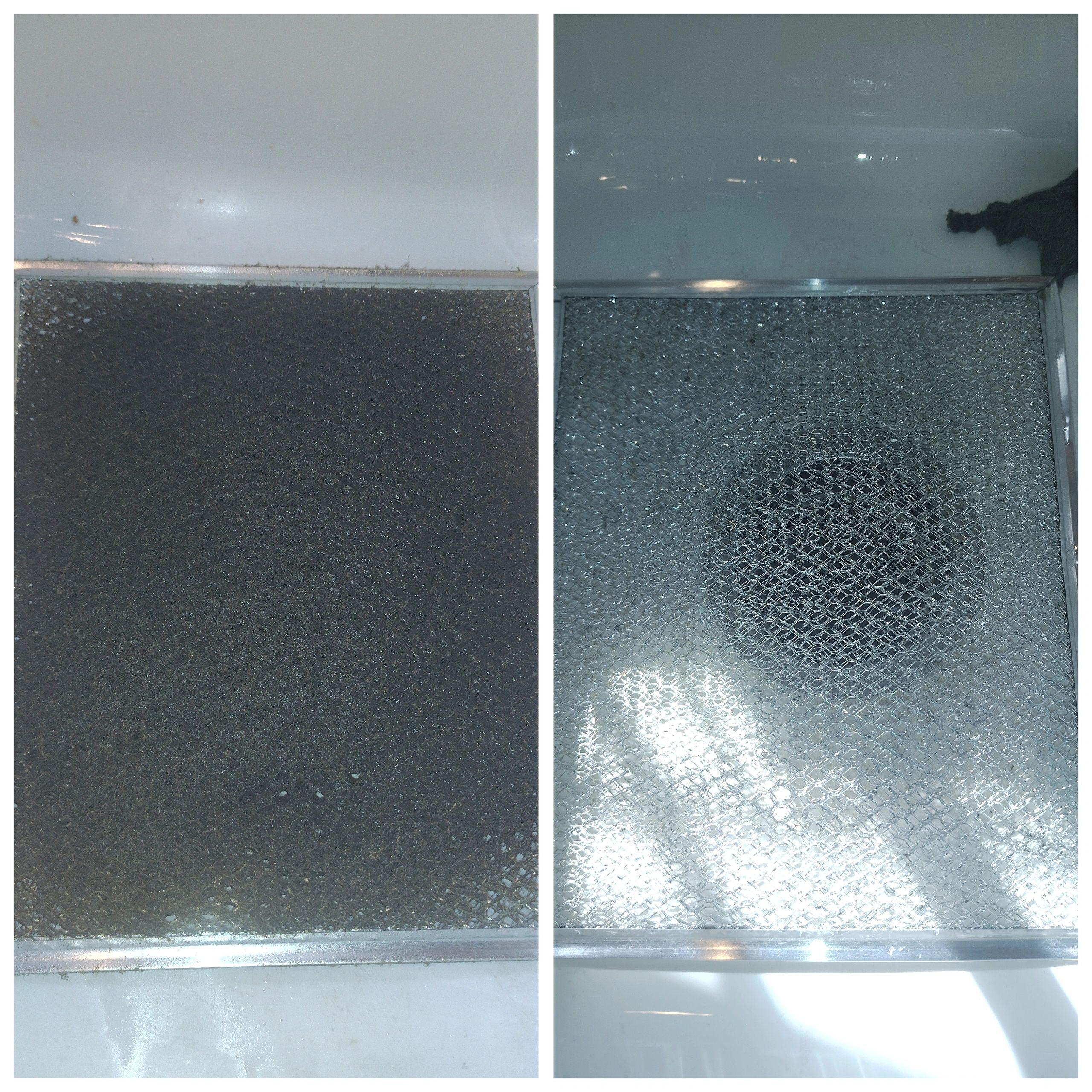 Comparison of dirty and clean air filters.