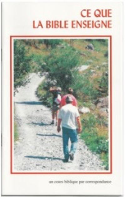 Book cover titled 'Ce Que La Bible Enseigne' with people walking on a path.