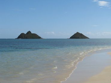 Lanikai Beach looking at Mokulua Islands in Oahu