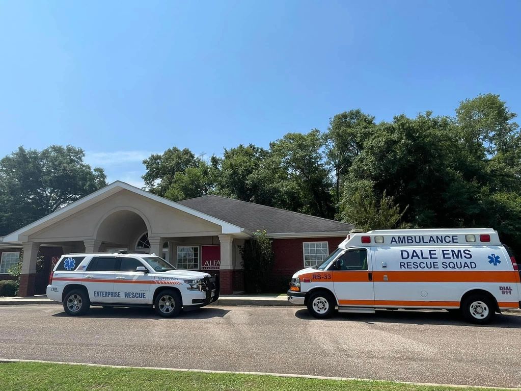 Joining together at an EMS Week event at the Southeast Community Training Center in Daleville. 