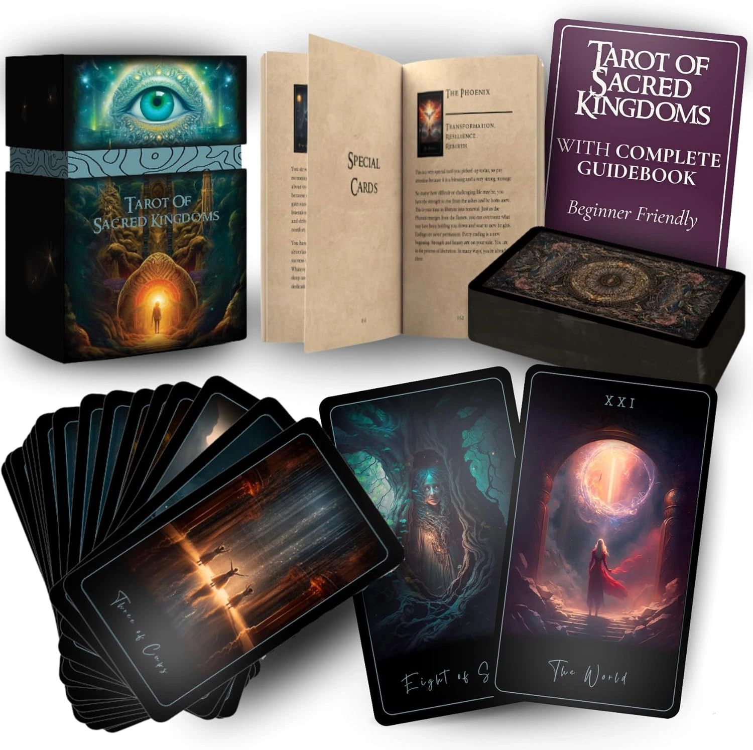 The tarot cards set includes 78 tarot cards and 2 secret cards and a 161 page guidebook