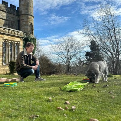 Daniel Shaw with a Schnauzer