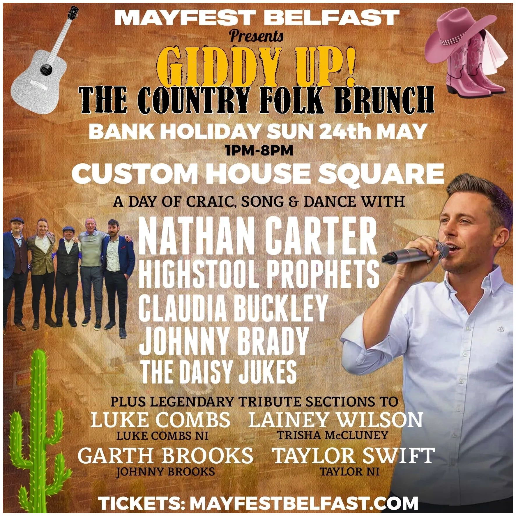 Giddy Up! Country Folk Brunch, Sunday 24th May, Custom House Square Belfast, CHSQ, Nathan Carter