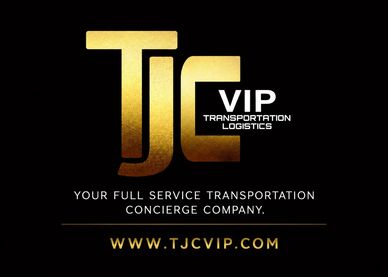Logo for TJC VIP Transportation Logistics with website URL.