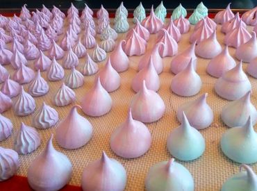 Meringue kisses on baking tray ready for Sweet Thing Meringue kisses cups