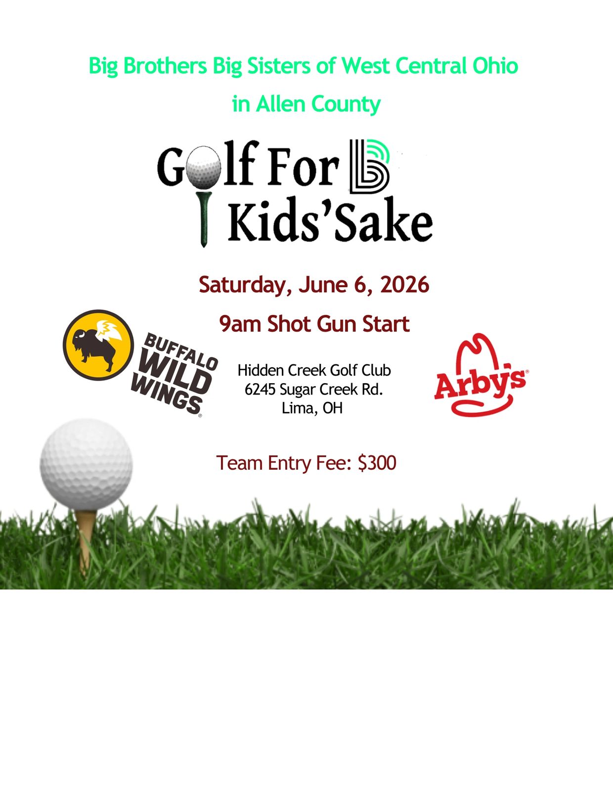 Golf For Kids' Sake charity event on June 6, 2026, at Hidden Creek Golf Club in Lima, OH.