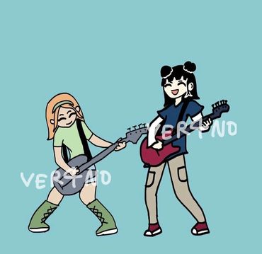 Lila and Kaylee playing guitar