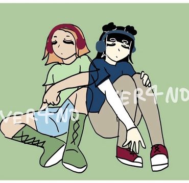 Lila and Kaylee listening to music