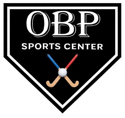 Logo of OBP Sports Center with crossed field hockey sticks and ball.