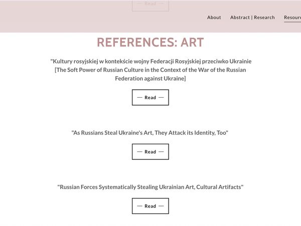References on Russian cultural theft in the Ukraine war context.