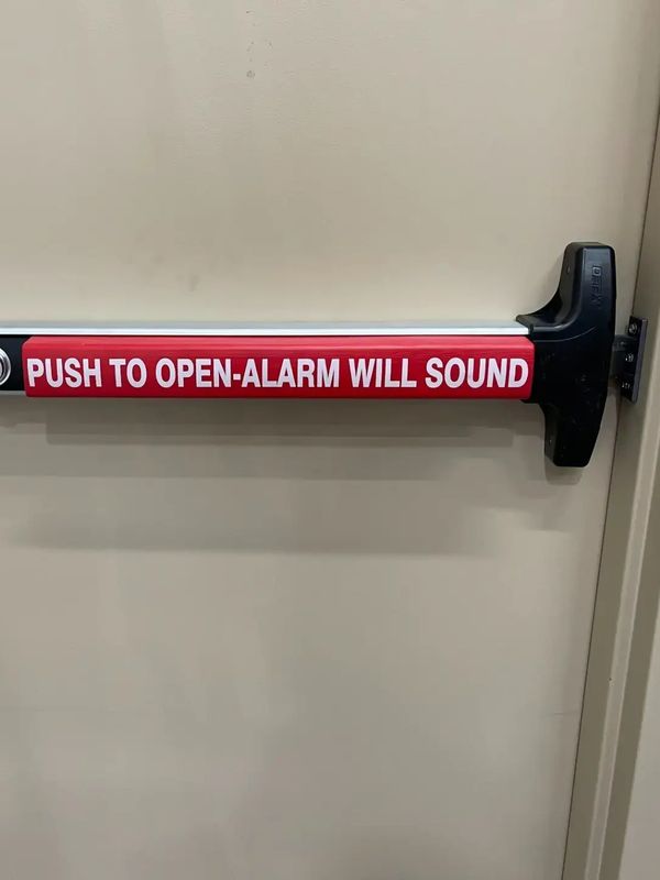 Alarmed exit panic device made by Von Duprin