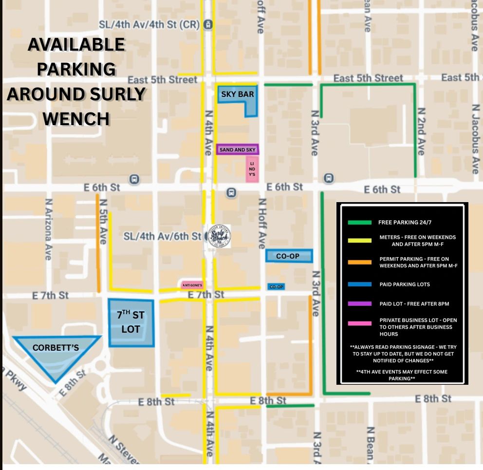 Here is a handy map to show you the parking in our area.
