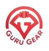 Red and black logo with a fist and the text 'Guru Gear'.