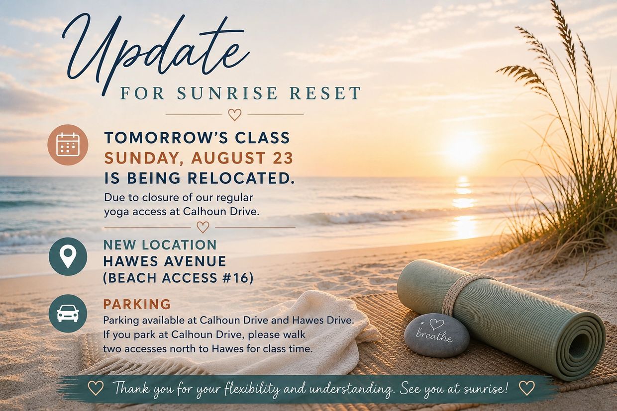 Sunrise Reset yoga class is relocated to Hawes Avenue on August 23.