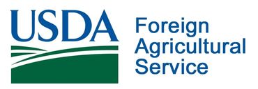 USDA Foreign Agricultural Service logo with blue text and green field graphic.