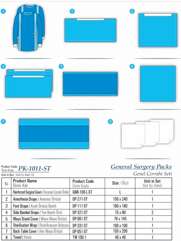 general surgical pack, genel cerrahi seti