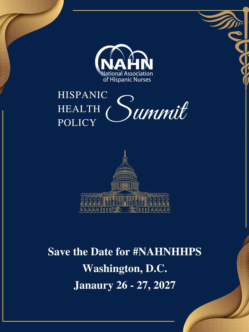 Announcement for Hispanic Health Policy Summit in Washington, D.C. 2027.