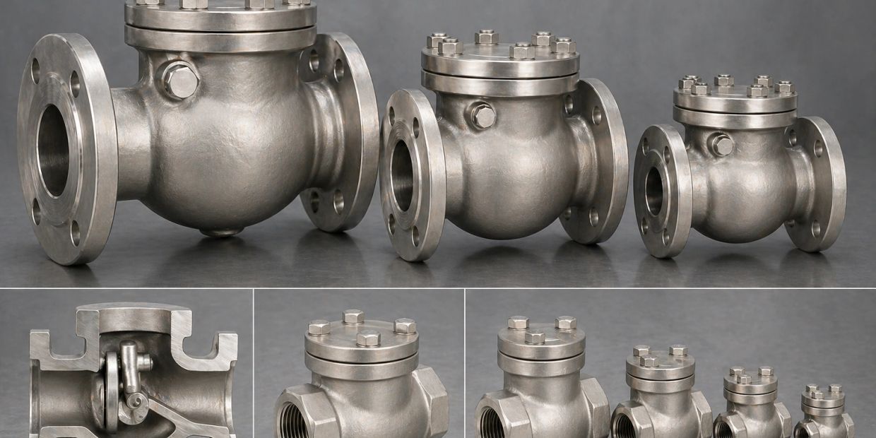 Various metal industrial valves in different sizes.