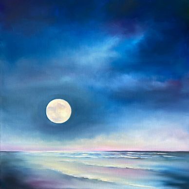 Moonrise Ocean 20x20