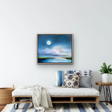 moon, full moon, coastal art, coastal decor, nocturne, modern room, Nancy Hughes Miller, fine art