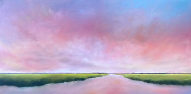 Marsh at Sunset 20x40 oil on canvas $1200 by Nancy Hughes Miller