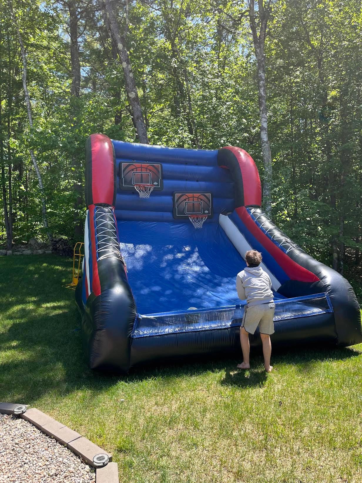 NEW - Huge basketball game. Battle your friends in a shoot out with this giant inflatable! 