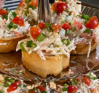 Sheryl Denice Collection Catering, bruschetta, appetizer, tray, coleslaw, bread