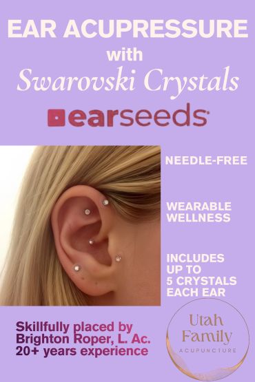Ear acupressure with Swarovski crystals by Utah Family Acupuncture.