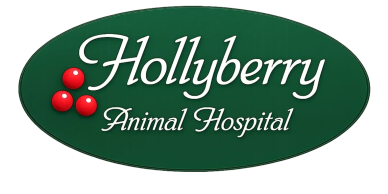 Logo of Hollyberry Animal Hospital with red berries and green background.