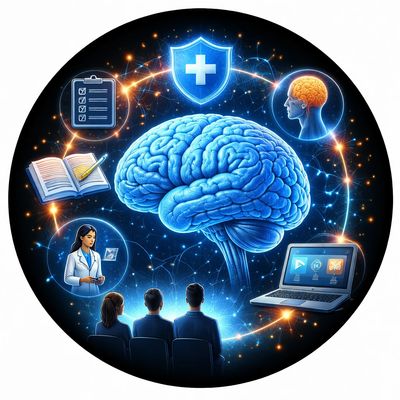 A brain representing concussion education, prevention and evidence-based concussion care