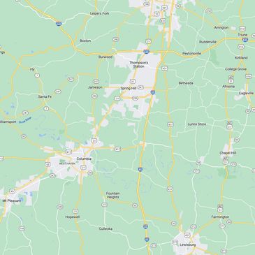 Map of cities in Middle Tennessee
