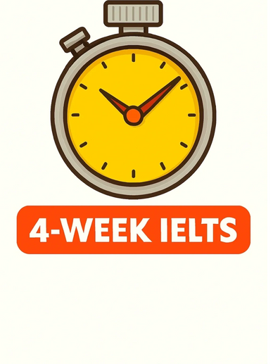 Fast-track  Student IELTS prep icon with stopwatch. Signals urgency, , and quick IELTS band improvem
