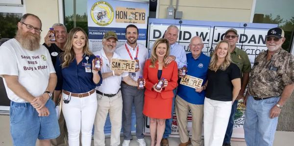 FSBA members and Florida legislators on 6/2/2025 for the "Save the Bees" plate to go into production