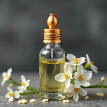 A natural perfume oil extracted the Mogra flower (Jasminum sambac) also known as Arabian Jasmine.