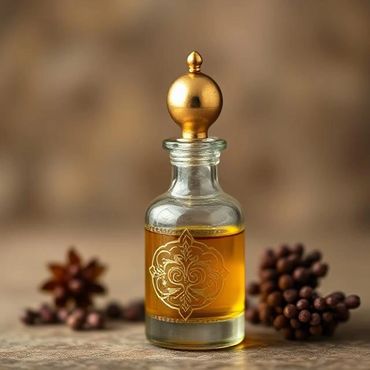 A luxurious perfume oil created by blending multiple high-quality natural ingredients .